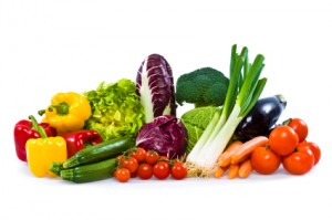 isolated colorful vegetable arrangement